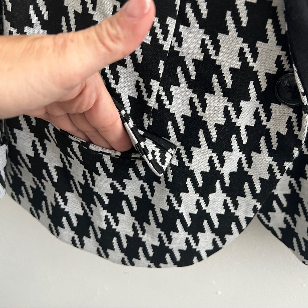 Catherine Malandrino Houndstooth plaid Blazer jacket Black White SMALL NEW - Picture 5 of 11